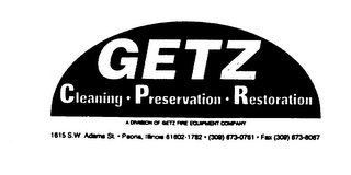 GETZ CLEANING PRESERVATION RESTORATION A DIVISION OF GETZ FIRE EQUIPMENT COMPANY logo