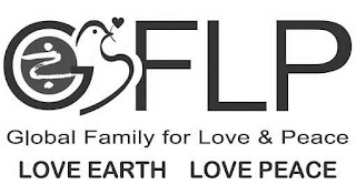 GFLP GLOBAL FAMILY FOR LOVE AND PEACE & LOVE EARTH LOVE PEACE logo