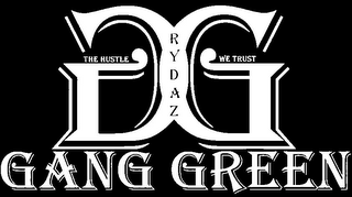 GG RYDAZ THE HUSTLE WE TRUST GANG GREEN logo