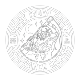 GHOST RIDER SQUAD 69 96 9 23 ENDURANCE RACING NEVER SLEEPIN' ALWAYS CREEPIN' logo