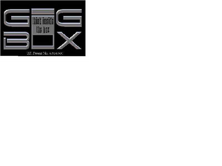 "GIG BOX", "THINK INSIDE THE BOX", "U.S. PATENT NO. 6,723,909" logo