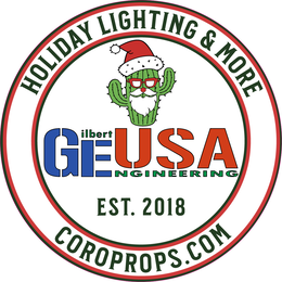GILBERT USA ENGINEERING COROPROPS.COM HOLIDAY LIGHTING & MORE EST.2018 logo