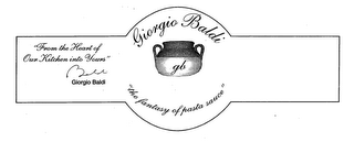 GIORGIO BALDI FROM THE HEART OF OUR KITCHEN INTO YOURS THE FANTASY OF PASTA SAUCE GB logo