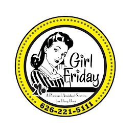 GIRL FRIDAY A PERSONAL ASSISTANT SERVICE FOR BUSY BEES 626-221-5111 logo