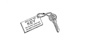 GIVE HIM THE KEY SO HE MAY NOT OPEN HIS OWN DOOR TO OPPORTUNITY logo