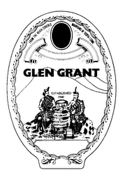 GLEN GRANT FROM THE HEATH COVERED MOUNTAINS OF SCOTIA I COME ESTABLISHED 1840 J & J. GRANT OF GLEN GRANT DISTILLERY logo