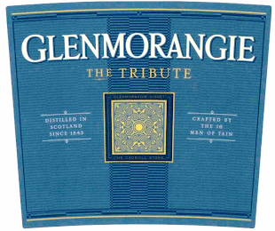 GLENMORANGIE THE TRIBUTE DISTILLED IN SCOTLAND SINCE 1843 GLENMORANGIE SIGNET THE CADBOLL STONE CRAFTED BY THE 16 MEN OF TAIN logo