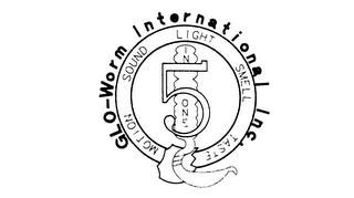 GLO-WORM INTERNATIONAL INC. MOTION SOUND LIGHT SMELL TASTE 5 IN ONE logo