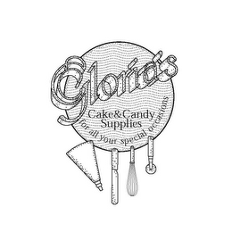 GLORIA'S CAKE & CANDY SUPPLIES FOR ALL YOUR SPECIAL OCCASIONS logo