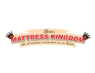 GLORIA'S MATTRESS KINGDOM AFTER ALL MATTRESSES AND FURNITURE ARE OUR BUSINESS logo