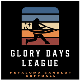 GLORY DAYS LEAGUE PETALUMA SANDLOT SOFTBALL logo
