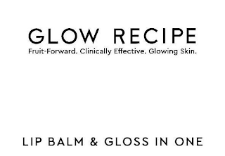 GLOW RECIPE FRUIT-FORWARD. CLINICALLY EFFECTIVE. GLOWING SKIN. LIP BALM & GLOSS IN ONE logo