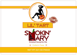 GLUTEN FREE PLEASE SMOKE RESPONSIBLY LI'L TART SMOKIN' MARY SMOKED SANGRITA MIX CRAFTED IN TEXAS MIXOKOGIST GRADE NET WT 25.4 OZ (750ML) logo