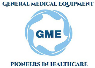 GME, GENERAL MEDICAL EQUIPMENT PIONEERS IN HEALTHCARE logo