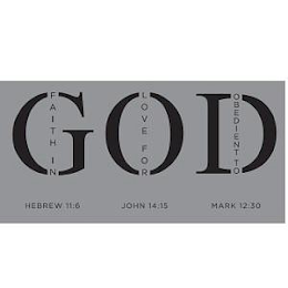 GOD FAITH IN LOVE FOR OBEDIENT TO HEBREW 11 6 JOHN 14 15 MARK 12 30 logo