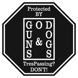 GOD GUNS & DOGS PROTECTED BY TRESPASSING? DON'T! logo