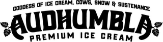 GODDESS OF ICE CREAM, COWS, SNOW & SUSTENANCE AUDHUMBLA PREMIUM ICE CREAM logo