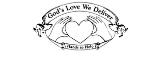 GOD'S LOVE WE DELIVER HANDS TO HELP logo