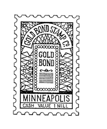 GOLD BOND STAMP CO. MINNEAPOLIS CASH VALUE 1 MILL GOLD BOND logo