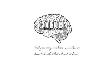 "GOLDEN BRAIN CREW GOD GAVE EVERYONE A BRAIN....IT'S WHAT WE CHOOSE TO DO WITH IT THAT WILL MAKE IT SHINE." logo