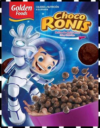 GOLDEN FOODS CALIDAD Y NUTRICIÓN A TU ALCANCE CHOCO RONIS BOLITAS DE MAIZ Y ARROZ SABOR CHOCOLATE logo