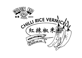 GOLDEN KID BRAND CHILLI RICE VERMICELLI MADE WITH ALL NATURAL CHILLI JUICE logo