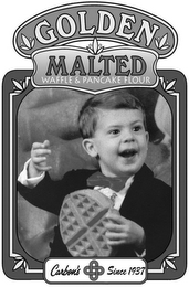 GOLDEN MALTED WAFFLE AND PANCAKE FLOUR CARBON'S SINCE 1937 logo