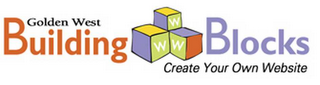 GOLDEN WEST BUILDING BLOCKS CREATE YOUR OWN WEBSITE logo