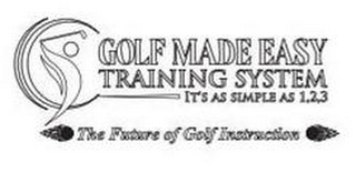 GOLF MADE EASY TRAINING SYSTEM IT'S AS SIMPLE AS 1,2,3 THE FUTURE OF GOLF INSTRUCTION logo