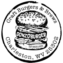 GONZOBURGER CRAFT BURGERS & BREWS CHARLESTON, WV 25302 EST. 2017 CRAFT BURGERS & BREWS logo