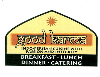 GOOD KARMA INDO-PERSIAN CUISINE WITH PASSION AND INTEGRITY BREAKFAST · LUNCH DINNER · CATERING logo