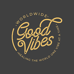 GOOD VIBES ·WORLDWIDE· ·HEALING THE WORLD ONE VIBE AT A TIME· logo