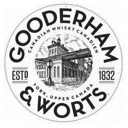 GOODERHAM CANADIAN WHISKY CANADIEN ESTD1832 YORK, UPPER CANADA & WORTS logo