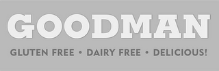 GOODMAN GLUTEN FREE · DAIRY FREE · DELICIOUS! logo