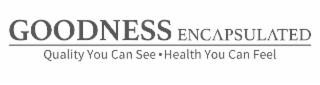 GOODNESS ENCAPSULATED QUALITY YOU CAN SEE · HEALTH YOU CAN FEEL logo
