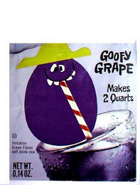 GOOFY GRAPE MAKES 2 QUARTS IMITATION GRAPE FLAVOR SOFT DRINK MIX NET WT. 0.14 OZ. logo
