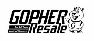GOPHER RESALE BUY SELL TRADE NEED IT WE'LL GOPHER IT! G logo