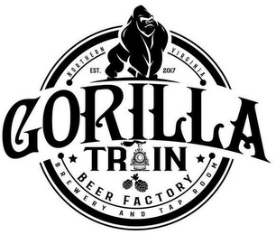 GORILLA TRAIN BEER FACTORY NORTHERN VIRGINIA BREWERY AND TAP ROOM EST. 2017 logo