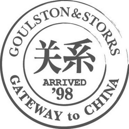 GOULSTON & STORRS ARRIVED '98 GATEWAY TO CHINA logo