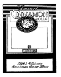 GOURMET CINNAMON ROLLS MADE WITH REAL CREAM CHEESE TOPPING KAFE HOUSE LIFE'S ULTIMATE CINNAMON SWEET TREAT logo
