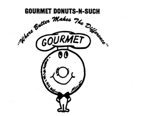 GOURMET DONUTS-N-SUCH "WHERE BUTTER MAKES THE DIFFERENCE" logo