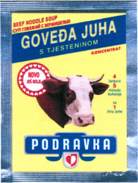 GOVEDA JUHA S TJESTENINOM PODRAVKA BEEF NOODLE SOUP KONCENTRAT NOVO JOS' BOLIE 4 TANJURA 5 MINUTA KUHANJA ZA 1 SITRU JUHE logo