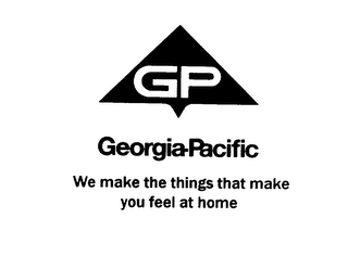 GP GEORGIA-PACIFIC WE MAKE THE THINGS THAT MAKE YOU FEEL AT HOME logo