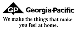 GP GEORGIA-PACIFIC WE MAKE THE THINGS THAT MAKE YOU FEEL AT HOME. logo