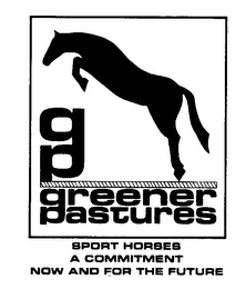 GP GREENER PASTURES SPORT HORSES A COMMITMENT NOW AND FOR THE FUTURE logo