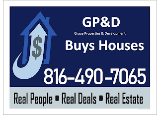 $ GP&D GRACE PROPERTIES & DEVELOPMENT BUYS HOUSES REAL PEOPLE REAL DEALS REAL ESTATE 816-490-7065 logo