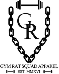 GR GYM RAT SQUAD APPAREL EST. MMXVI logo