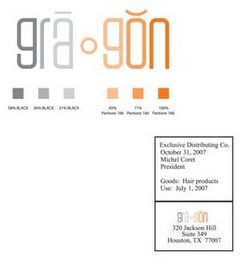 GRA-GON EXECUTIVE DISTRIBUTING CO. OCTOBER 31, 2007 MICHEL CORET PRESIDENT GOODS: HAIR PRODUCTS USE: JULY 1, 2007 GRA-GON 320 JACKSON HILL HOUSTON, TX 77007 logo