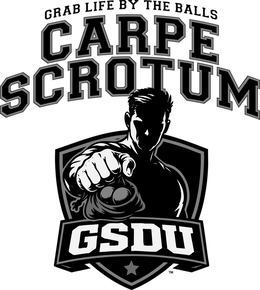 GRAB LIFE BY THE BALLS CARPE SCROTUM GSDU logo
