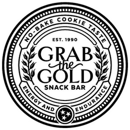 GRAB THE GOLD SNACK BAR EST. 1990 NO-BAKE COOKIE TASTE ENERGY AND ENDURANCE logo